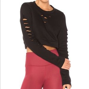 Alo Yoga Ripped Warrior crop Long Sleeve Sweater